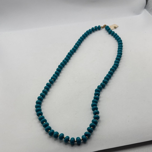 Jewelry - VTG Lucite Turquoise Beaded Necklace disk shaped beads colorful artsy boho NWT